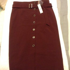 NWT White House Black Market Burgundy Skirt